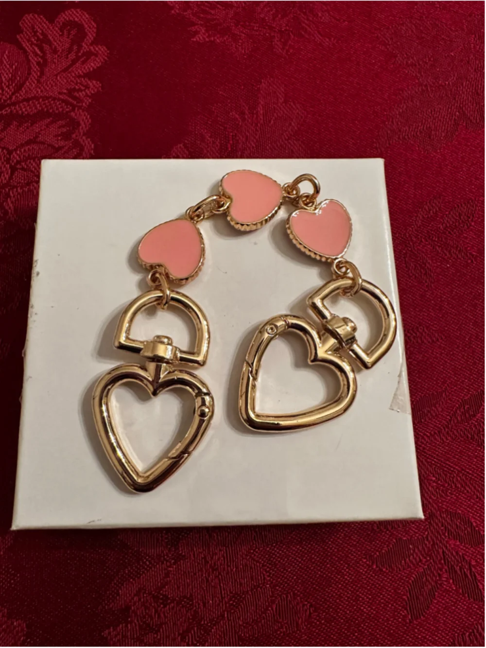Unbranded Pink & Gold Heart Keychain or Strap Extender